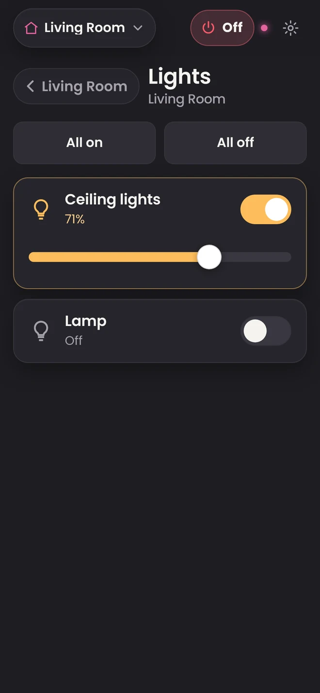 Huddy app: Lights & dimming